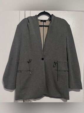 Theory Hooded Drape In Double-Knit Jacket